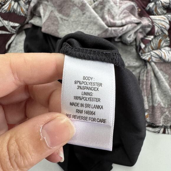 Signature by Robbie Bee Dress Womens Petite Medium Wine Floral‎ Cowl Neck PM NWT - Picture 6 of 10